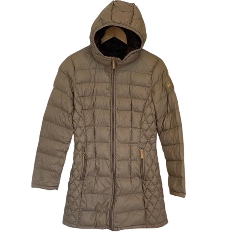 Michael Kors packable quilted puffer jacket tan woomen's size M